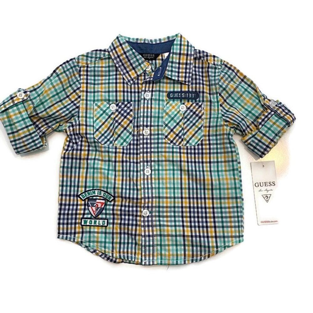 Guess (NEW) Baby Boys Button Down Mid Sleeve Shirt Size 18 Months